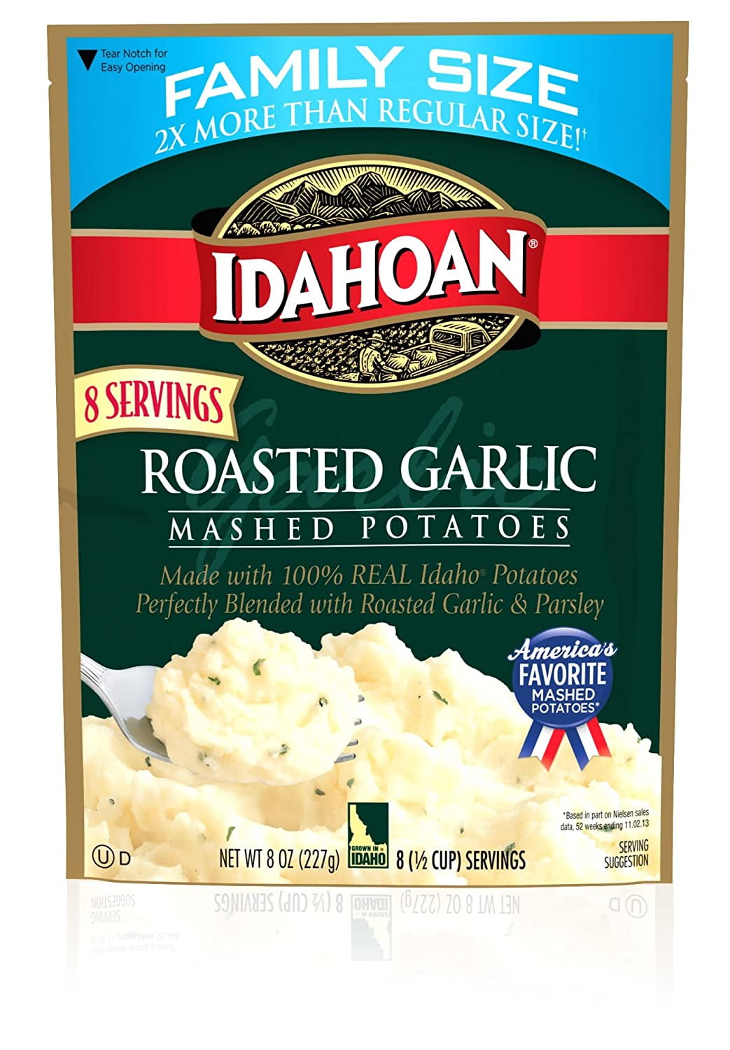 Idahoan Mashed Potatoes, Roasted Garlic, 8 oz