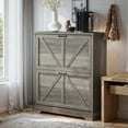 thumbnail image 2 of Algherohein Farmhouse Shoe Cabinet Entryway,Shoe Storage Cabinet with 2 Flip Drawers,Gray, 2 of 8