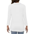 thumbnail image 6 of VDJ Women Tops 3 Quarter Sleeve Zipped Collrar Business Ladies Shirts Fashion White Fall Blouse Tee Size 3XL, 6 of 6
