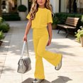 thumbnail image 7 of LvhaoGJOB Little Kids Girls T-Shirt and Shorts Outfit Set, Yellow - graphic print, custom print, 7 of 7
