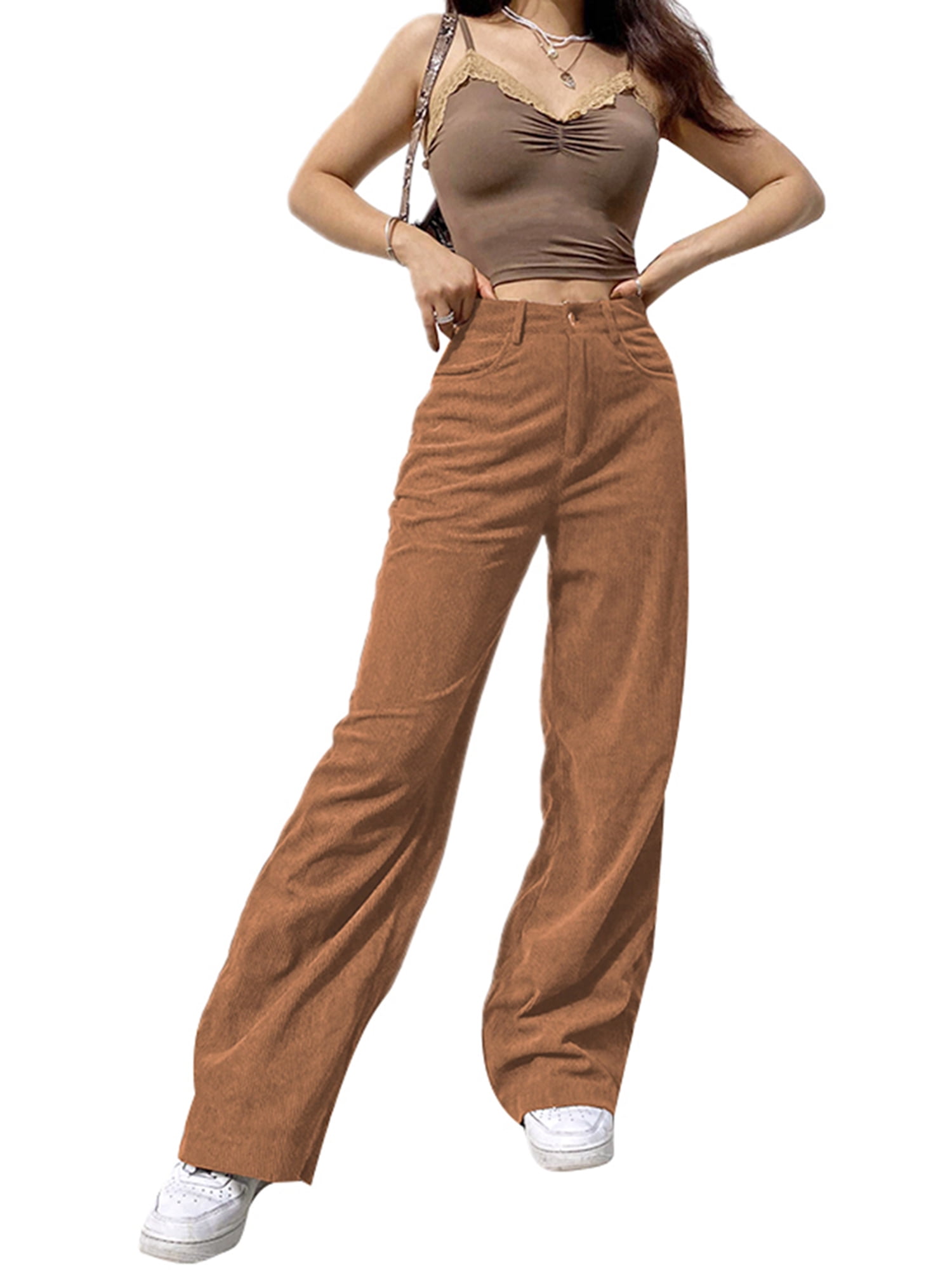 Women Corduroy Trousers Solid Color 