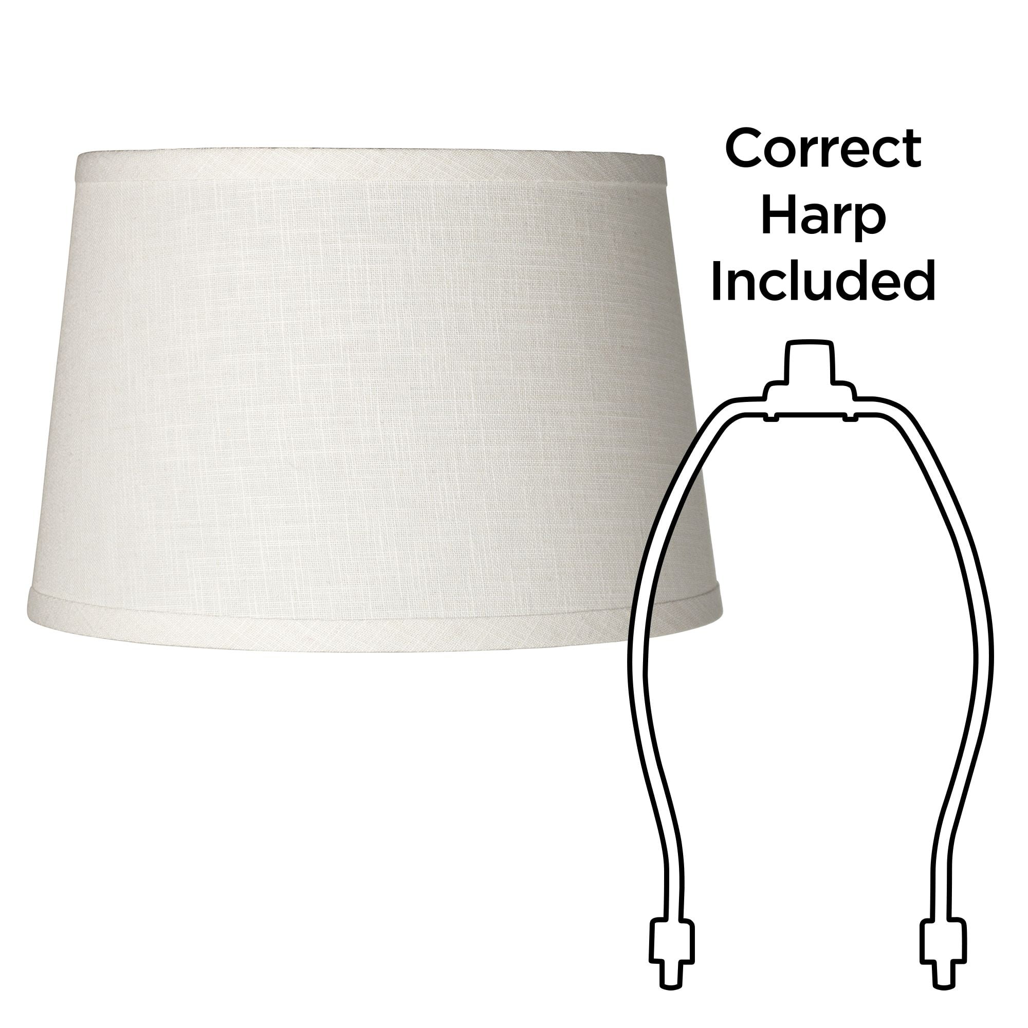 Springcrest Set of 2 White Small Hardback Drum Lamp Shades 10" Top x 12" Bottom x 8" High (Spider) Replacement with Harp and Finial
