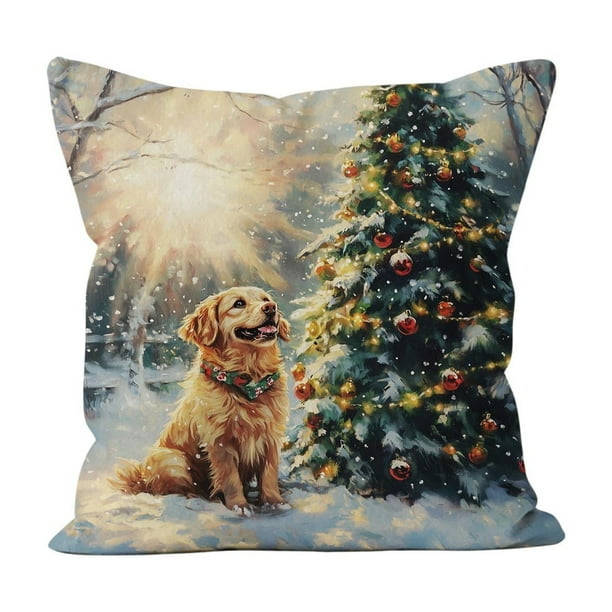 Funda de almohada navideña, decoración navideña, decoración de sofá, almohada de lino, sofá para el hogar, decoración navideña, funda de almohada