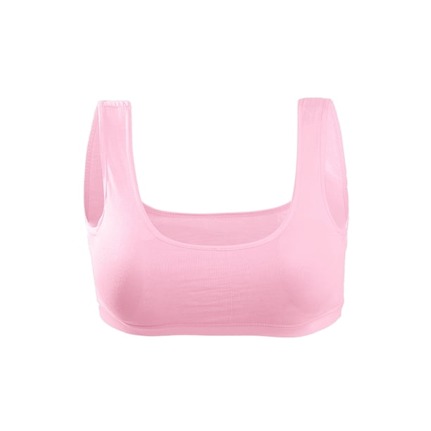 Entrenamiento Algodón Sin alambre Comodidad Cojín extraíble Chaleco Tops Sujetador Rosa One Size