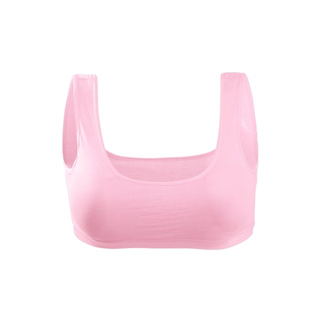 Entrenamiento Algodón Sin alambre Comodidad Cojín extraíble Chaleco Tops Sujetador Rosa One Size