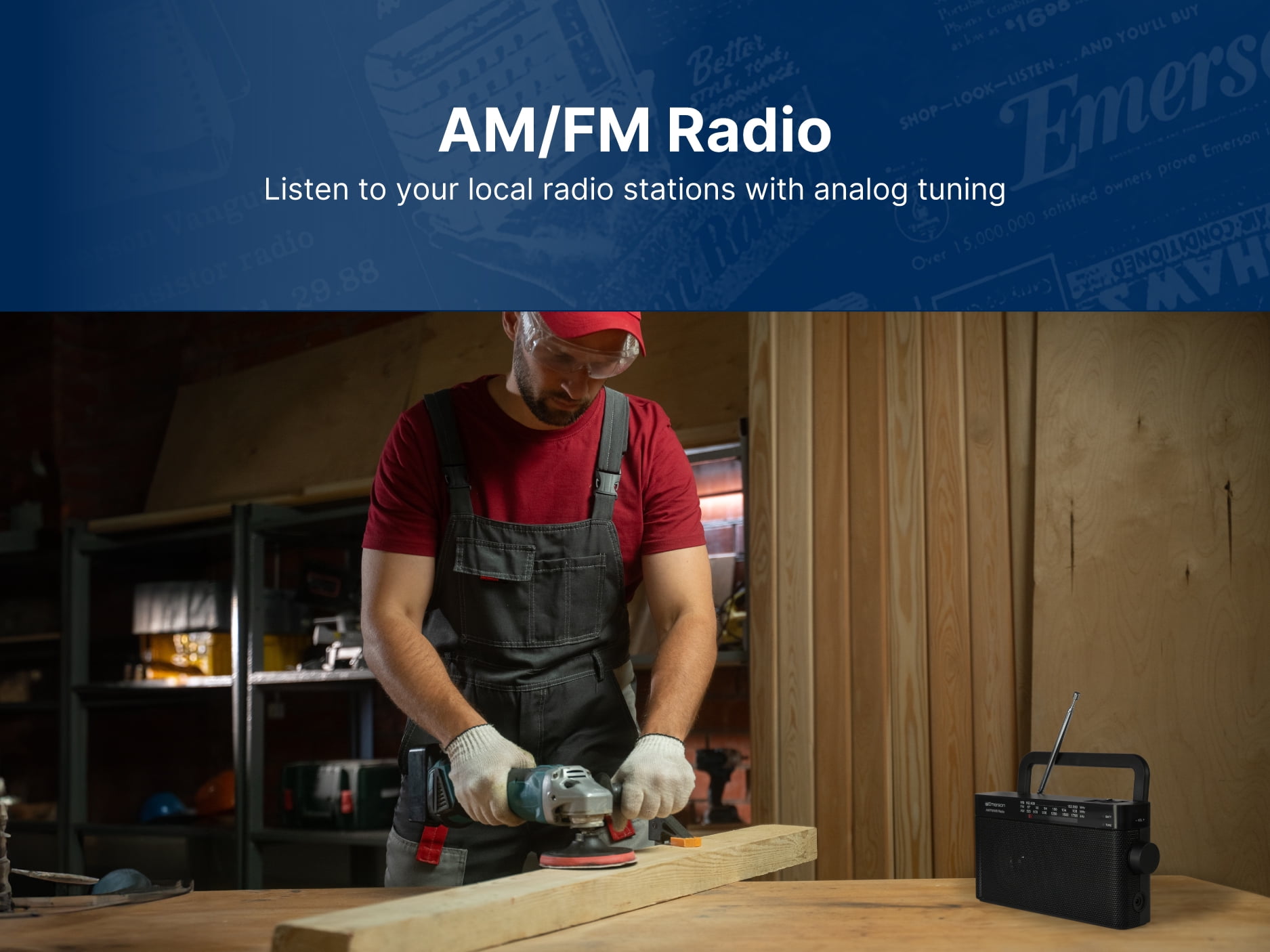 Emerson ER-7004 AM/FM/WB Radio, Lightweight Portable Weather Radio with Telescoping Antenna