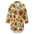 thumbnail image 4 of Xoenoiee Sunflower Print Women's Button Front Swimsuit Coverup Casual Beachwear Long Sleeve Collared Beach Shirt Dress with Pocket, XL, 4 of 7