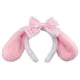 thumbnail image 1 of Diadema con orejas de conejo rosa, diadema con orejas de conejo y lazo, gorro con orejas de conejo peludas para niñas y mujeres, disfraz, cosplay, fiesta, 1 of 8