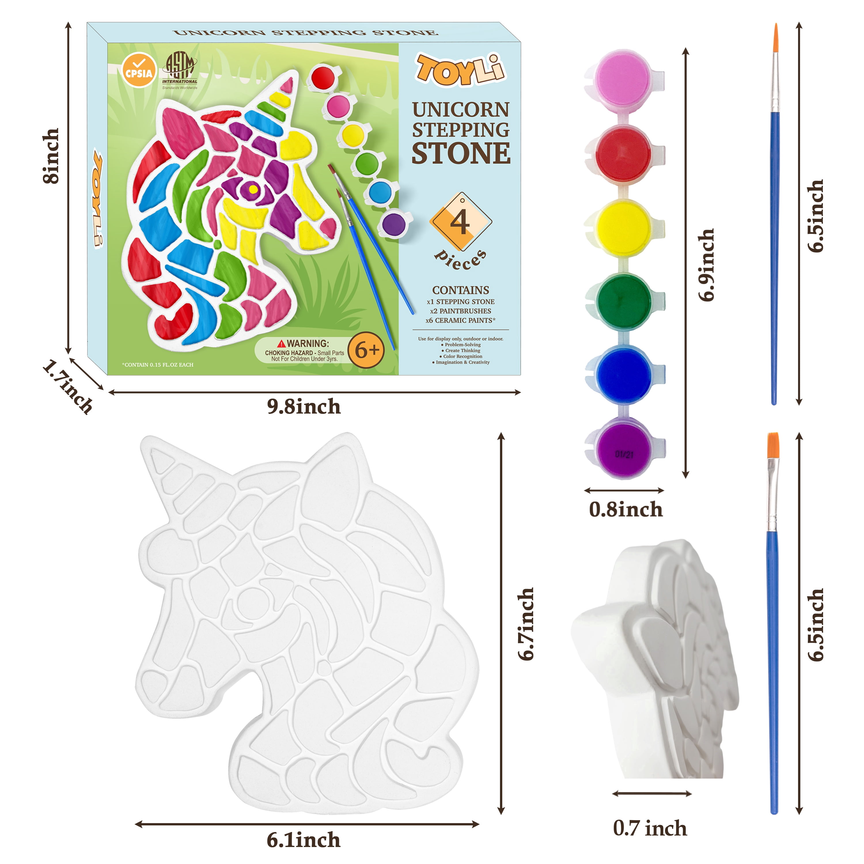 TOYLI Unicorn Stepping Stone Painting Kit for Kids, Girls, Boys, Toddlers, Art for Kids