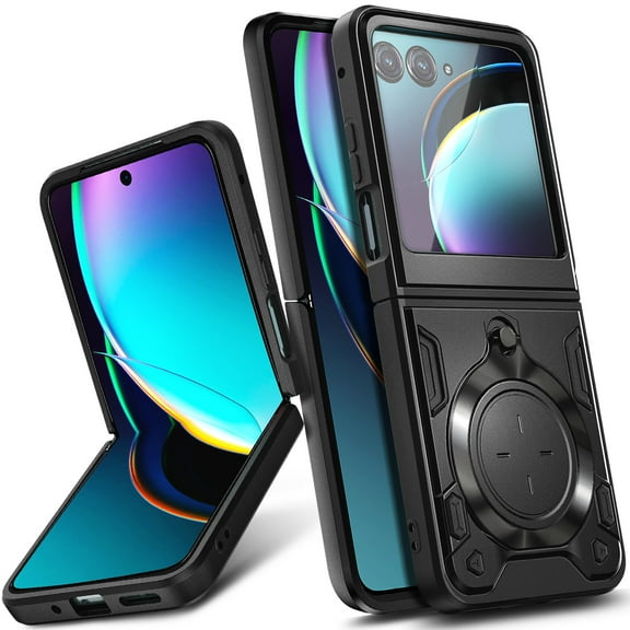 NGB SUPREMACY For Motorola Razr  Plus 2024 Phone Case Built-in Magnetic Car Mount Kickstand Ring Holder Moto Razr  Plus 2024 Case Cover
