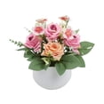 thumbnail image 2 of Fufafayo Artificial Rose Plants, Small Potted Fake Flowers, Indoor Greenery Tabletop Decor, Lifelike Faux Blossom Arrangement for Living Room, Office or Bedroom Home Accent, 2 of 6