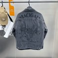thumbnail image 3 of Nuevas chaquetas vaqueras de primavera y otoño para hombre con bordado de industria pesada de diez mil agujas Chaquetas vaqueras gris oscuro, 3 of 5