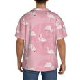 thumbnail image 5 of Balery Pink Flamingos and Flowers Men's Casual Button Down Shirt Short Sleeve Textured Summer Cuban Beach Shirts-Medium, 5 of 7