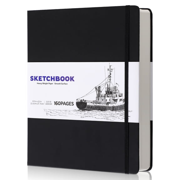 Hardcover Sketch Book, 110lb/180GSM Sketchbook for Drawing Painting, 160 Pages/80 Sheets Sketch Pad, 8.5×11 in Drawing Book Art Supplies for Teens, Adults, Artists