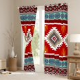 thumbnail image 3 of Feelyou Retro Hippie Aztec Black Out Curtains for Men, Red Cyan Stripe Triangle Curtains Pack of 2 (42x63 Each), Mandala Bohemian Theme Bedroom Curtains, Black Out Curtains Decor, 3 of 6