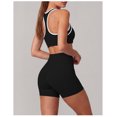thumbnail image 5 of PISONIC Women 2 Piece Color Block Workout Set, Double Strap Racerback Sports Bra & High Waist Butt Lifting Biker Shorts, Summer Breathable Yoga Gym Activewear Outfit, 5 of 6