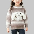 thumbnail image 2 of IVEYRTF Girls Cardigan Sweater with Cute Knit Dog Print Warm Cozy Open Front Solid Color Fall Winter Fleece-Lined Outerwear Sweater Tops(Coffee,5-6 Years), 2 of 9