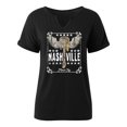 thumbnail image 4 of LINGLANG Nashville Guitar T-Shirt Women's Summer V Neck Country Music Graphic Short Sleeve Tee Retro Band Concert Tops Music City Blouse, 4 of 4