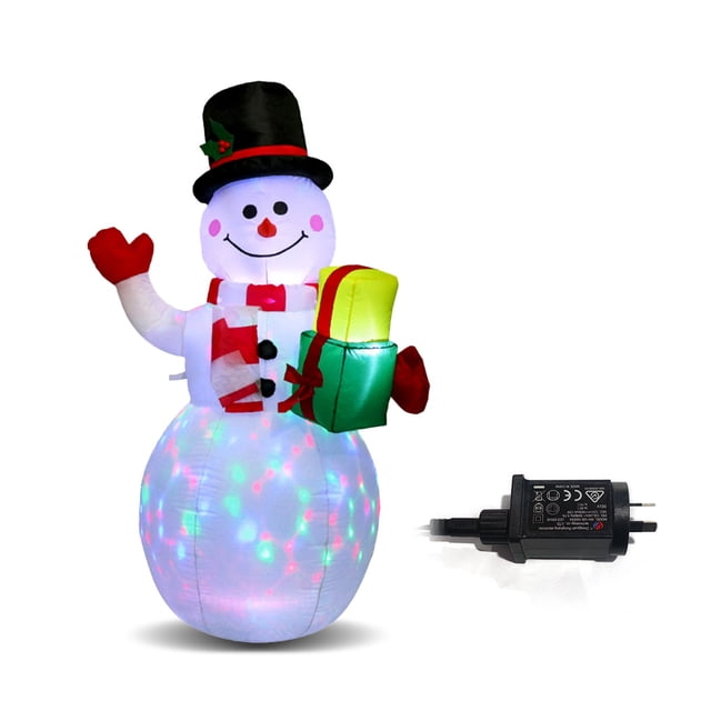 Inflable muñeco de nieve LED Adorable 5 pulgadas giratorio portátil decoración fiesta Festival Navidad noche ornamento con picos de tierra Kits de decoración para fiestas Enchufe australiano