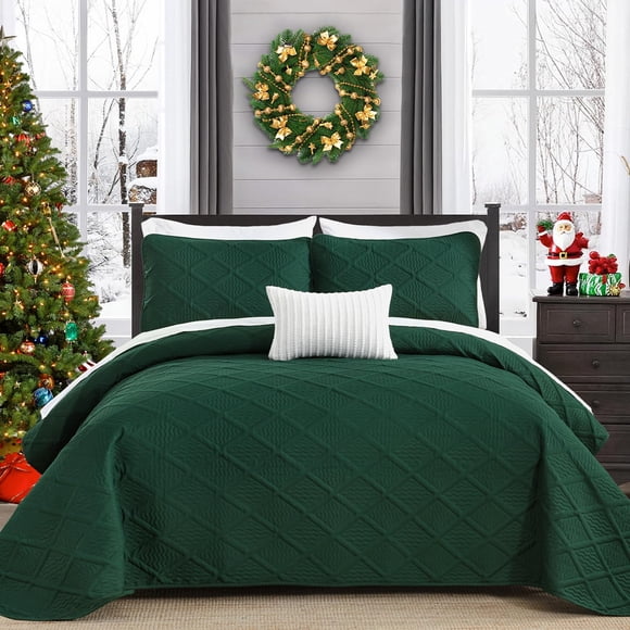 Juego de ropa de cama Yiran California King 285 x 264 cm, color verde esmeralda