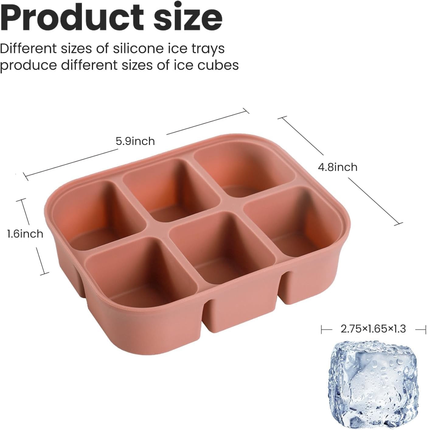Ice Cube Tray 2 Pack – Stackable Large Silicone Ice Cube Freezer Molds & Easy Release Square Ice Cube Maker with Removable Lid BPA Free for Cocktail,Whiskey，Soup Baby Food (RED)