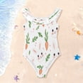 thumbnail image 3 of Girls Ruffled One Piece Swimsuit Summer Beach Vacation Swimwear Tank Swimsuit White Rabbits and Carrots, 3 of 8