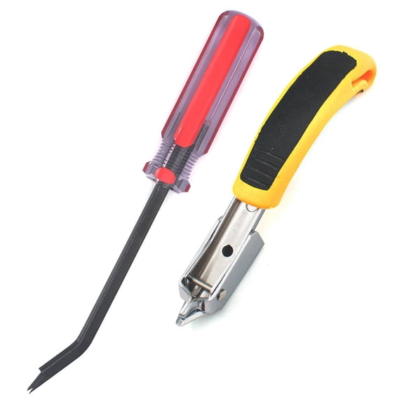 Staple Remover Heavy Duty Tack Puller with Double Pronged Head, Industrial Staple Remover Upholstery Tool Red