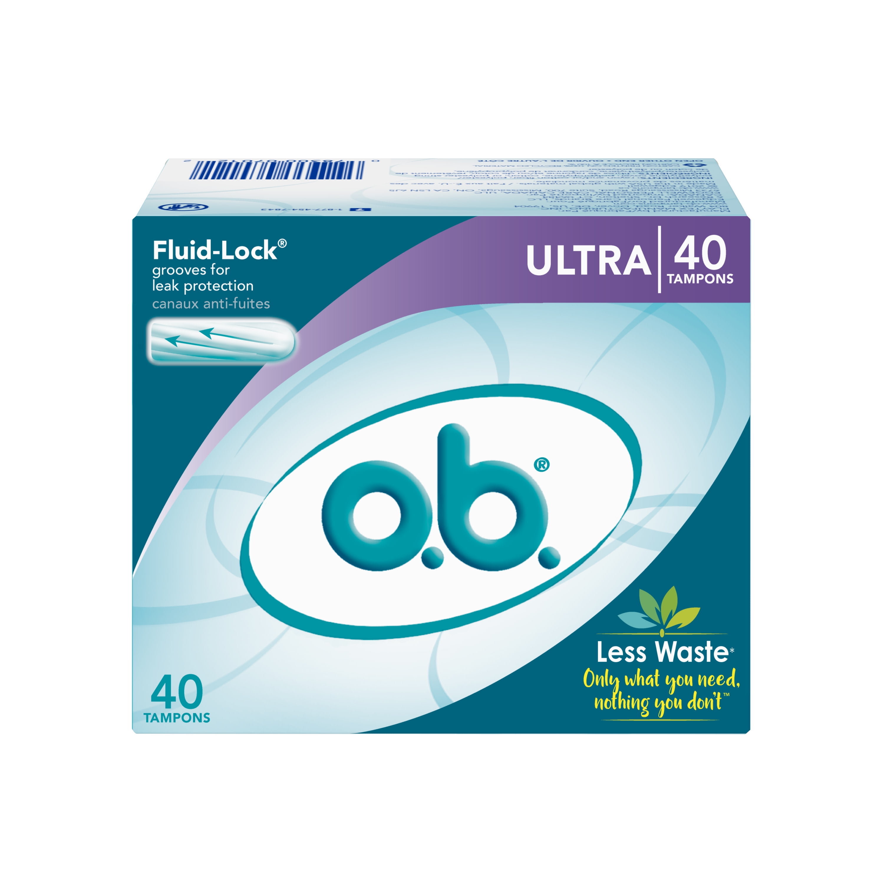 o.b. Original Applicator-Free Tampons, Absorbency, Ct, Fluid-Lock Grooves For Locked In Protection, Less Waste With No Applicator - Walmart.com