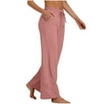 thumbnail image 2 of HAiming Wide Leg Pants for Women Elastic High Waisted Drawstring Casual Solid Color Baggy Lounge Trouser with Pockets Pink, 2 of 7