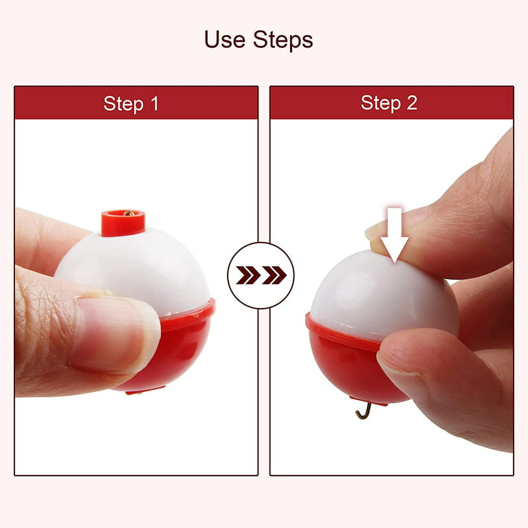 Fishing Bobbers for Fishing Assortment, Hard ABS Snap-on Fishing Floats  Bobber Push Button Round Buoy Fishing Floats Red and White 
