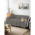 thumbnail image 3 of Black Striped Couch Cover for 2 Cushion Couch, Modern Simple Farmhouse Beige Vintage Washable Love Seat Sofa Covers Slipcover, Throw Sofa Covers for Pets, Furniture Protector 71"x102", 3 of 9