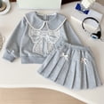 thumbnail image 2 of Vividxx Girls Outfits Sets 2PCS Fall Winter Casual Lace Bowknot Hoodie Skirt Toddler Kids Outfits Sets For Ages 2-10 Years Solid Color O-Neck Trendy Dailywear, 2 of 9