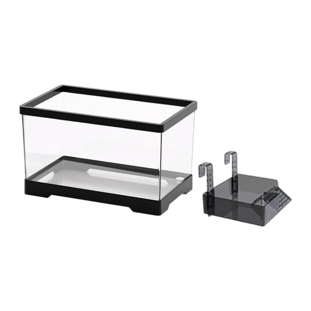 Kit de inicio de tortuga de tortuga Kit de arranque de fondo Bottom Drainage Box Reptile Hábitat Terrario acuático para la escalada de , Negro, L L con plataforma