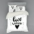 thumbnail image 2 of Ambesonne Live Laugh Love Bedding Set 3 Pcs, Retro Message, Twin XL, Black White, 2 of 3