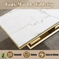 thumbnail image 4 of 47" Rectangular Coffee Table, Modern Faux Marble Center Table, Gold Mirror Double-Pillar Stainless Steel Base for Living Room, Home Office, 4 of 6