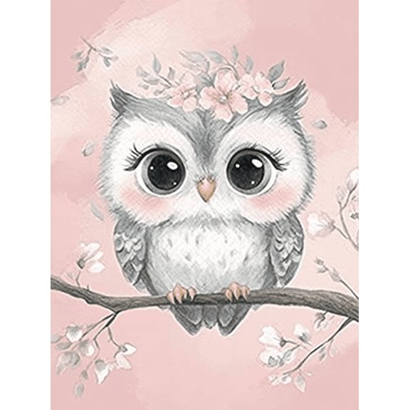 Cute Owl Flower Canvas Print Wall ArtSuitable for Bedroom Living Room Nursery Bathroom and Office Decoration.