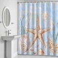 thumbnail image 6 of Shell Starfish Bathroom Shower Curtain, Seaweed Nautical Watercolor Waterproof Washable Soft Bath Curtain for Bathtub Decor with 12 Hooks&Grommet, 36x78 Inch, 6 of 9