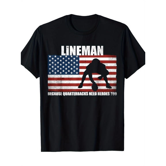 Funny Patriotic Football Lineman Graphic Vintage Grunge Y2k Cotton Men's Women's Unisex T-Shirt