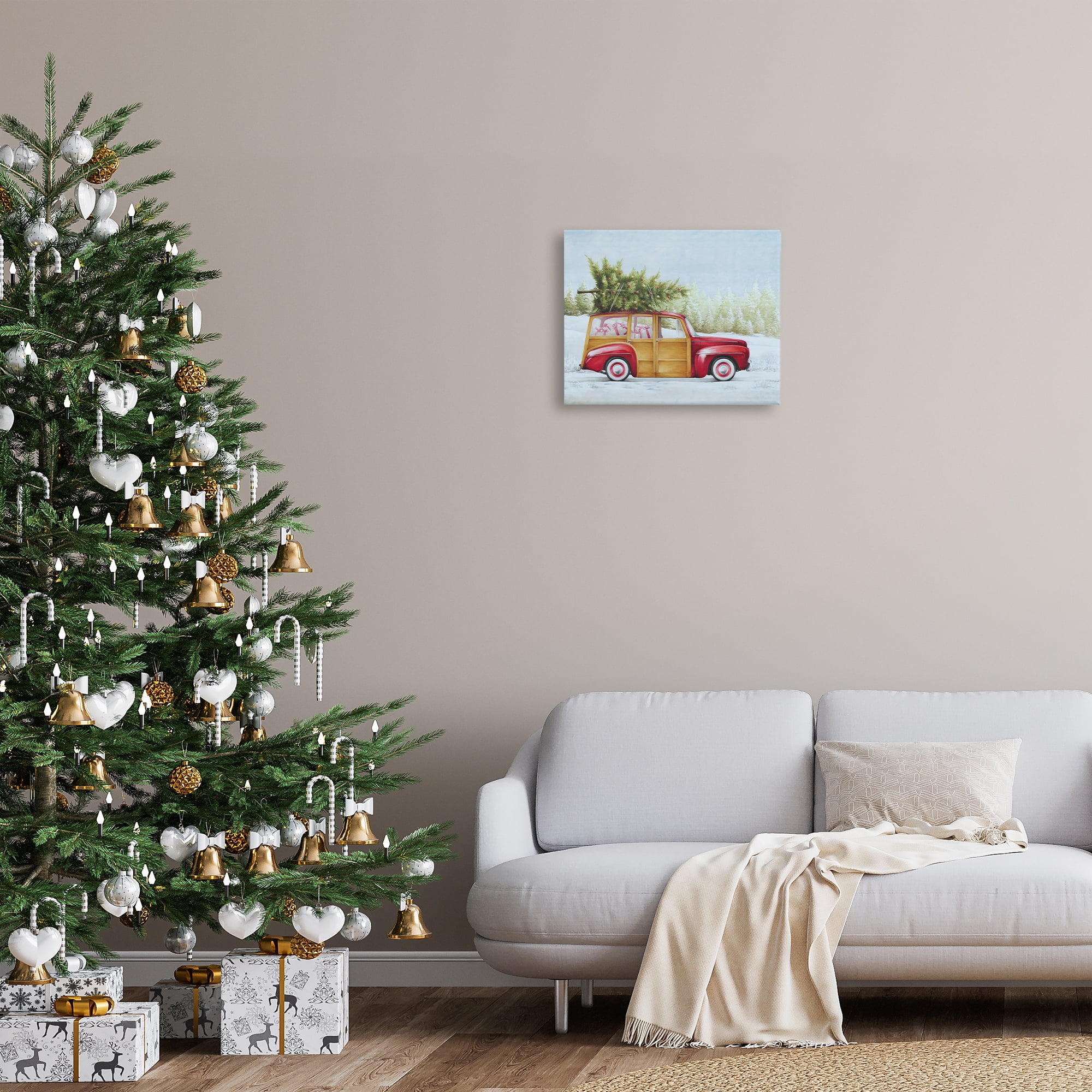 Stupell Industries Holiday Fun Filled Car Holiday Painting Gallery Wrapped Canvas Art Prints Wall Art, 20 x 16