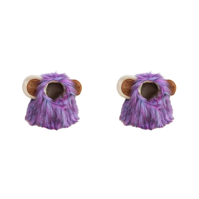 Billuyoard Llamativa Peluca de Melena de León de Gato de Halloween para Amantes de los Gatos Peluca de Melena de León para Perros y Gatos Lindo púrpura S 28cm 2Conjunto