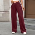 thumbnail image 2 of FUNUONY Wide Leg Pants Woman Yoga Pants with Pockets Stretch Loose Casual Lounge Sweatpants Ladies' Autumn and Winter Solid Color Elastic Waist Loose Straight Casual Pants Wine Xxl, 2 of 9