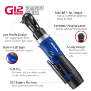 ACDelco ACDelco G12 Series 12V Li-ion Cordless 3/8? Ratchet Wrench & Impact Wrench Combo Tool Kit