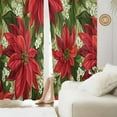 thumbnail image 3 of Christmas Curtains for Living Room Winter Red Flower Bedroom Curtains Window Privacy Semi Sheer Drapes Green Botanical Xmas Vintage Floral Curtains 84 Inch Length 2 Panels Set Christmas Home Decor, 3 of 6