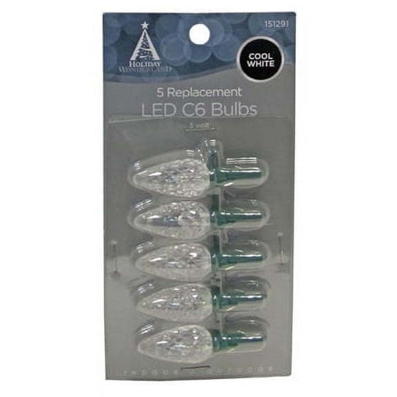 Christmas Lights Led Replacement Bulb, C6, Cool White, 5 PK., Noma, 11201-88