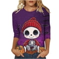 thumbnail image 2 of Heisall Womens Tops 3/4 Sleeve Round Neck Loose Casual Blouses Halloween Print Tshirts Festive Fashion 2025 New Arrival, 2 of 5