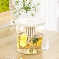 thumbnail image 3 of Beige Water Pitcher With Spout For Refrigerator Cold Beverage Dispenser Large Plastic Container 9.65 Inch, 3 of 8