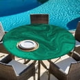 thumbnail image 6 of Green Marble Round Tablecloth, Fitted Table Cover with Elastic for 55"-60" Round Tables, Modern Farmhouse Gradient Abstract Fluid Art Table Cloth Outdoor Indoor Dinning Party Waterproof Tablecloths, 6 of 7