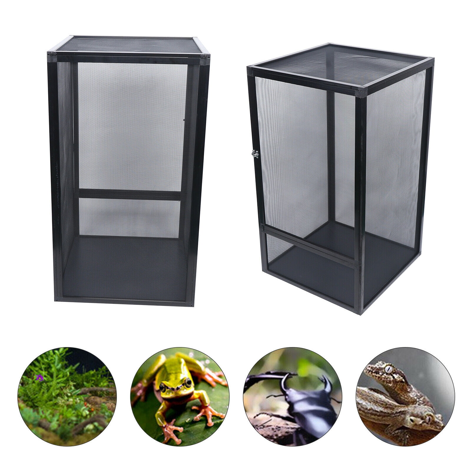 CNCEST Climbing Pet Breeding Cage Black Reptile Enclosure Terrarium
