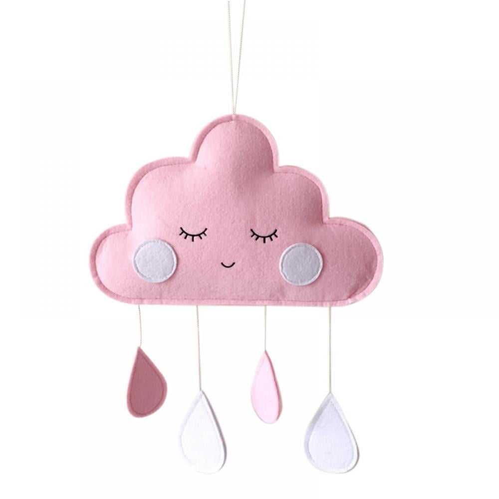 Rainbow Baby Crib Mobile Cloud Ceiling Crib Mobile Raindrop Felt Ceiling Hanging Decorations Kids Room Mobile Hanging Decor for Nursery Kindergarten Bedroom Baby Shower Party Supplies
