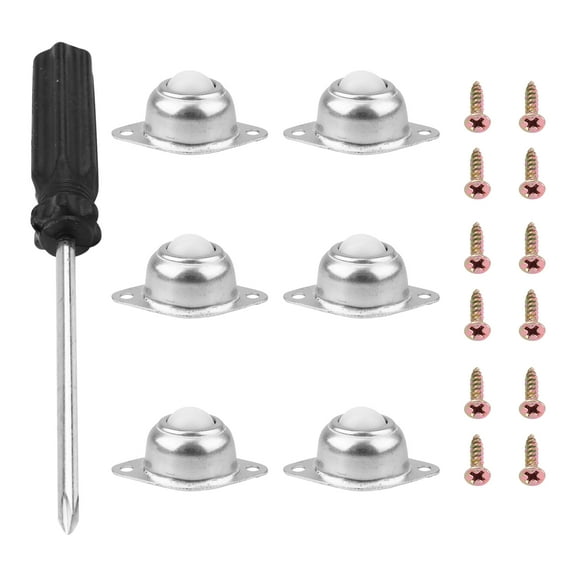 6Pcs Half Inch Nylon Ball Caster Wheels 360 Degree Furniture Chairs Wheels